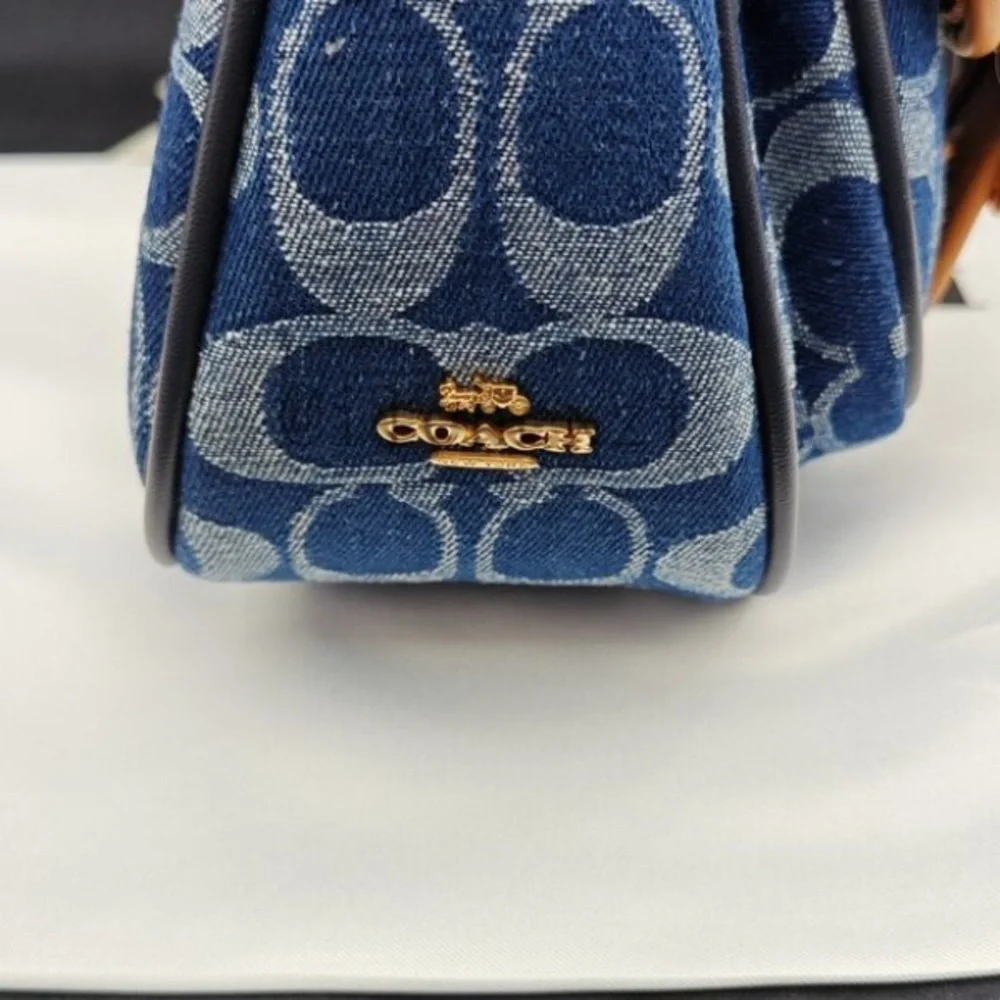 Coach Navy and Tan Shoulder Bag